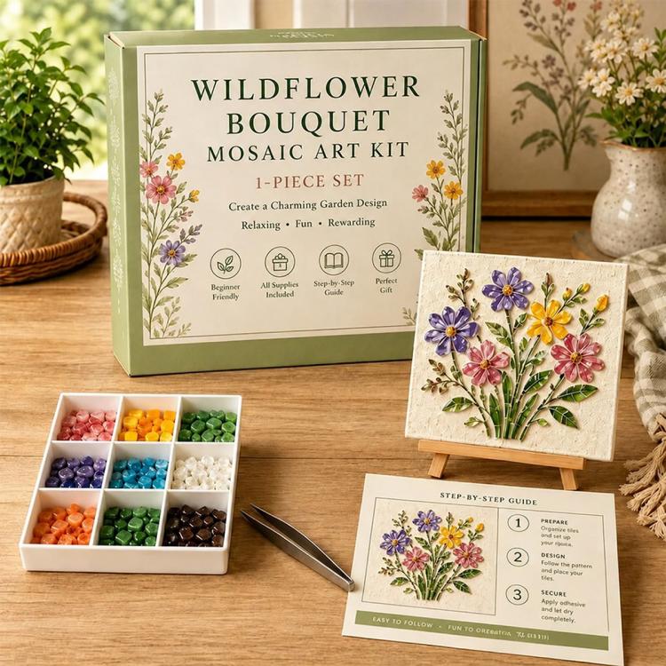 Mosaic Art DIY Craft Kit Creative Handmade Decor Gift, Watering Can, Hummingbird, Butterfly, Dragonfly, Sunflower, Wildflower, Bee, Ladybug