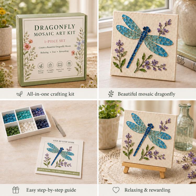 Mosaic Art DIY Craft Kit Creative Handmade Decor Gift, Watering Can, Hummingbird, Butterfly, Dragonfly, Sunflower, Wildflower, Bee, Ladybug