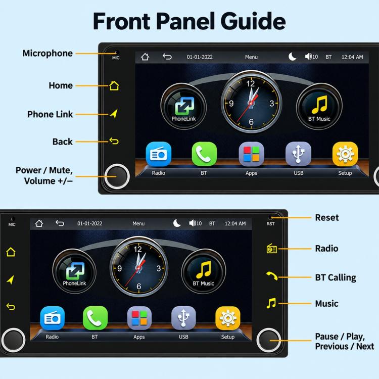 7 inch Car MP5 Player Wireless Central Control Smart Screen with Button for Toyota Corolla, with Button
