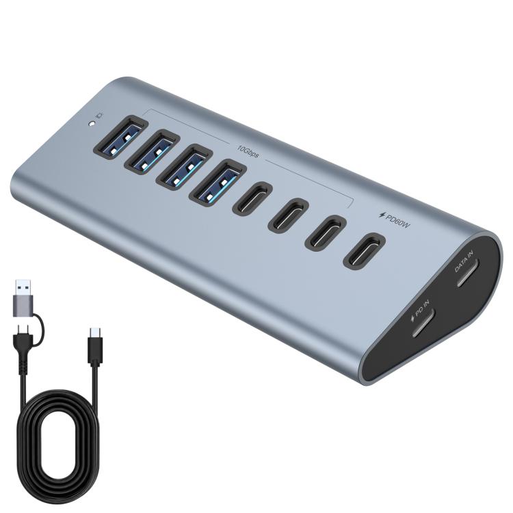 HAS-4A4C 4 USB-A & 4 USB-C 10Gbps PD60W Max Output USB 3.2 HUB, HAS-4A4C