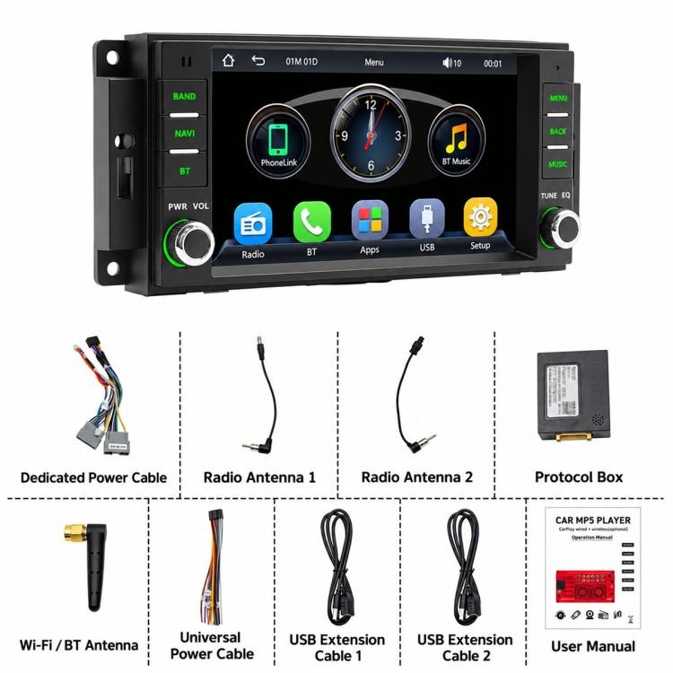 7 inch Car MP5 Player Wireless Central Control Smart Screen for Jeep Wrangler, For Jeep Wrangler