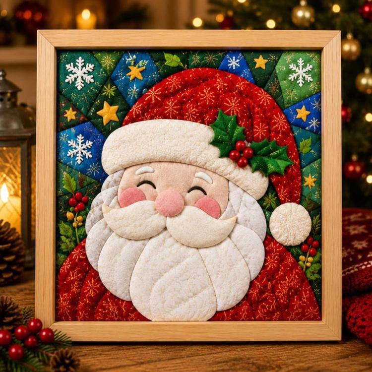 DIY Christmas Fabric Art Painting Kit, 20cm With Frame