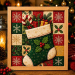 DIY Christmas Fabric Art Painting Kit, 20cm With Frame
