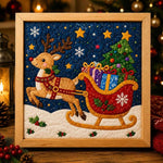 DIY Christmas Fabric Art Painting Kit, 20cm With Frame
