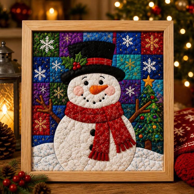 DIY Christmas Fabric Art Painting Kit, 20cm With Frame