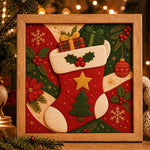DIY Christmas Fabric Art Painting Kit, 20cm With Frame