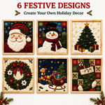 DIY Christmas Fabric Art Painting Kit, 20cm With Frame