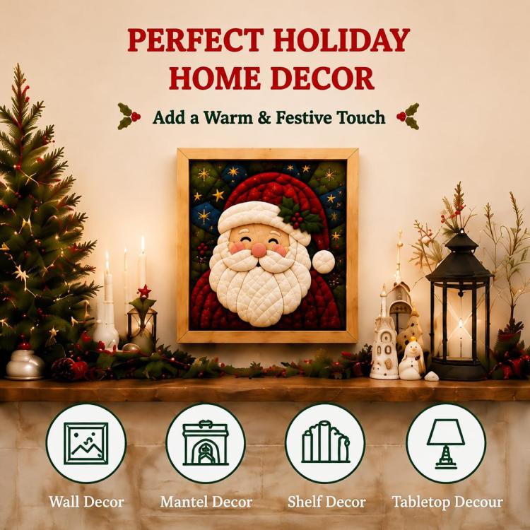 DIY Christmas Fabric Art Painting Kit, 20cm With Frame