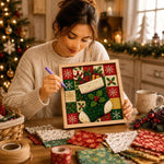 DIY Christmas Fabric Art Painting Kit, 20cm With Frame