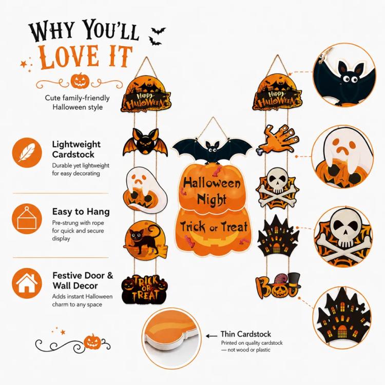 Halloween Trick-or-Treat Door and Window Hanging Decoration Kit
