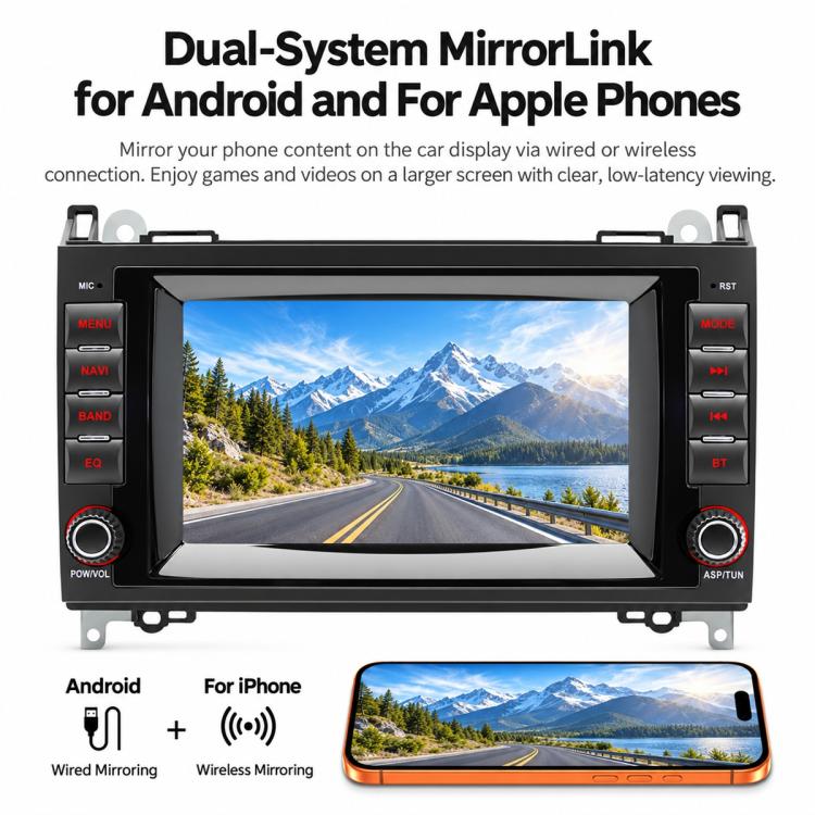 7 inch Car MP5 Player Wireless Central Control Smart Screen for Mercedes-Benz B200, For Mercedes-Benz B200