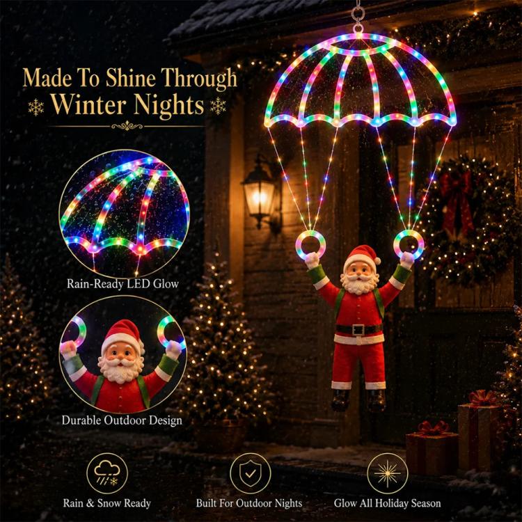 LED Santa Claus Parachute Pendant Light for Indoor and Outdoor Festive Decoration