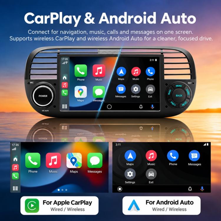 7 inch Car MP5 Player Wireless Central Control Smart Screen for Fiat 500 2007-2015, For Fiat 500 2007-2015(Black), For Fiat 500 2007-2015(Beige)