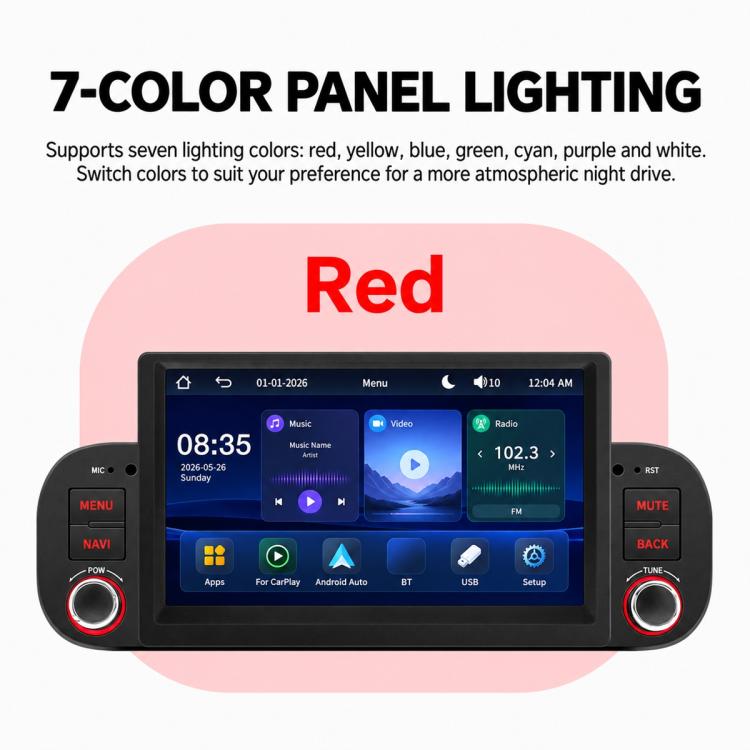 7 inch Car MP5 Player Wireless Central Control Smart Screen for Fiat Panda 2013-2020, For Fiat Panda 2013-2020