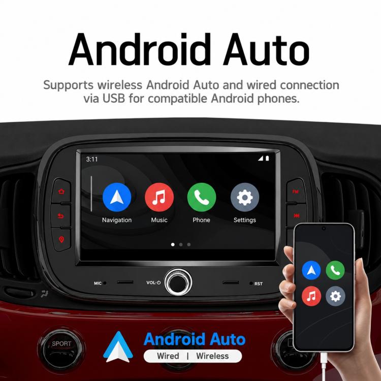7 inch Car MP5 Player Wireless Central Control Smart Screen for Fiat 500 2016-2019, For Fiat 500 2016-2019