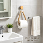 Wooden Twine Toilet Paper Holder Towel Rack with Hooks, Ordinary Hooks, Wooden Hooks