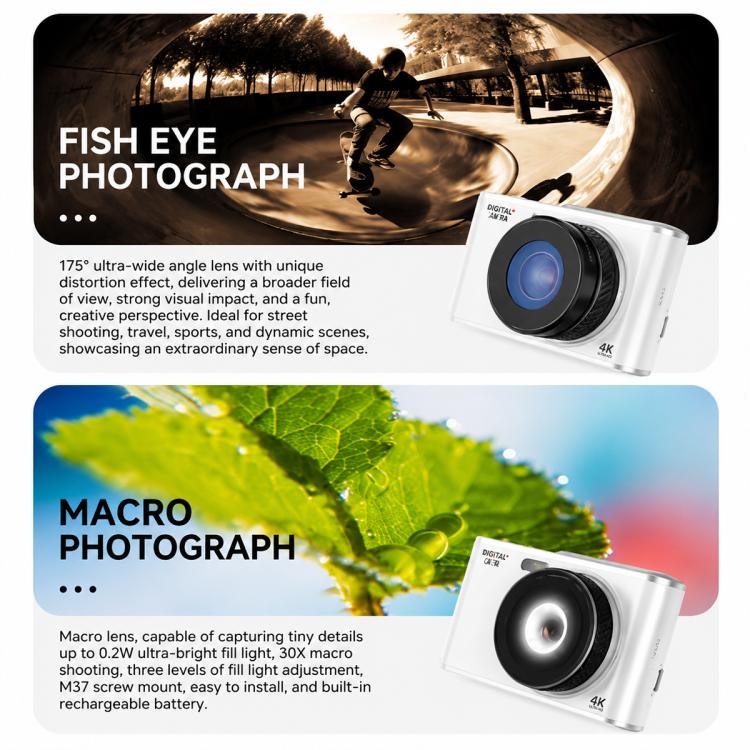DC306L Dual Lens 13MP High-Definition Digital Compact Camera, Without Memory Card, 16G, 32G, 64G, 128G