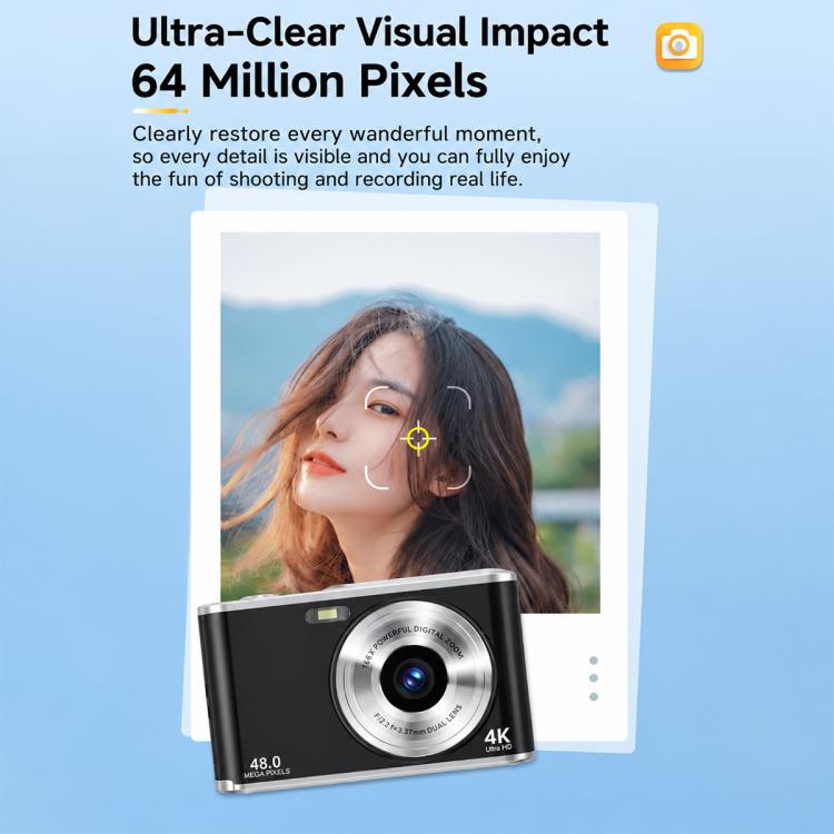 DC306L Dual Lens 13MP High-Definition Digital Compact Camera, Without Memory Card, 16G, 32G, 64G, 128G