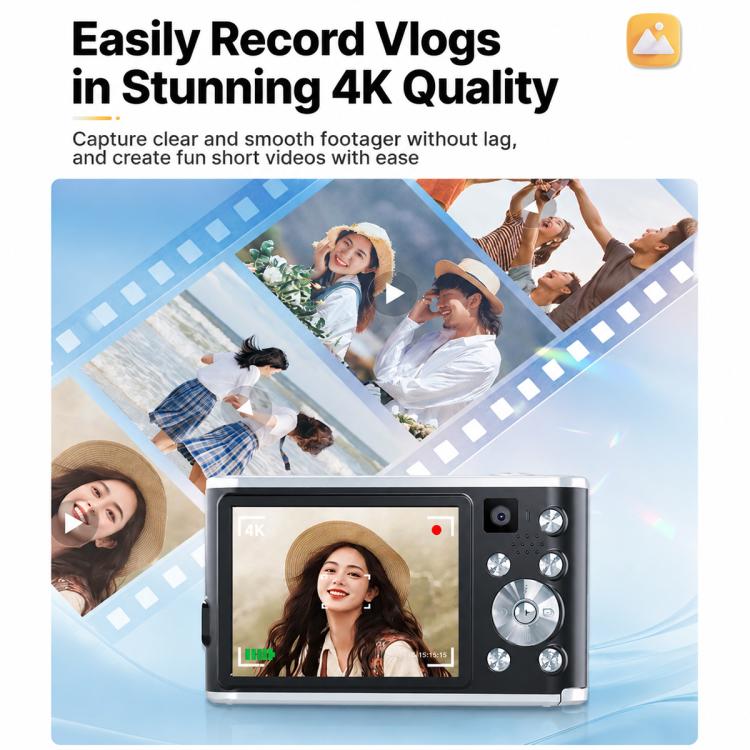 DC306L Dual Lens 13MP High-Definition Digital Compact Camera, Without Memory Card, 16G, 32G, 64G, 128G