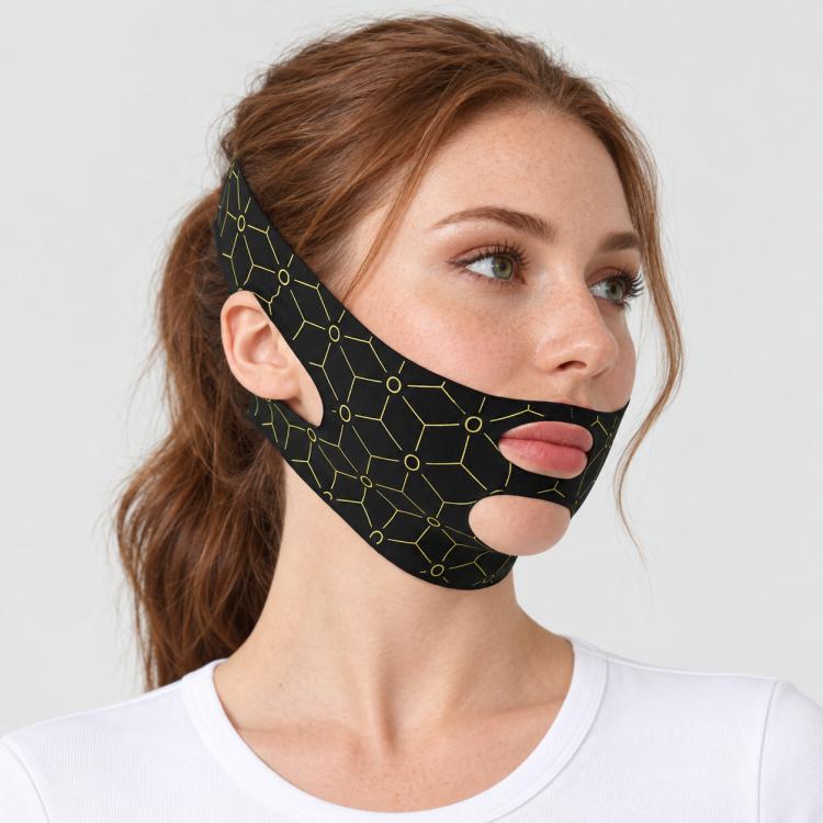 Face-slimming Lifting Bandage and Wrinkle Reduction Shaping Face Mask, Pink No Print Type, Black Gold Single Layer Type, Black Gold Double Layer Type