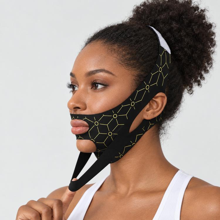 Face-slimming Lifting Bandage and Wrinkle Reduction Shaping Face Mask, Pink No Print Type, Black Gold Single Layer Type, Black Gold Double Layer Type