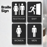 Acrylic 3D Raised Braille Sign Size: 15 x 22.5cm, RESTROOM Symbol, MEN Symbol, WOMEN Symbol, EXIT Symbol