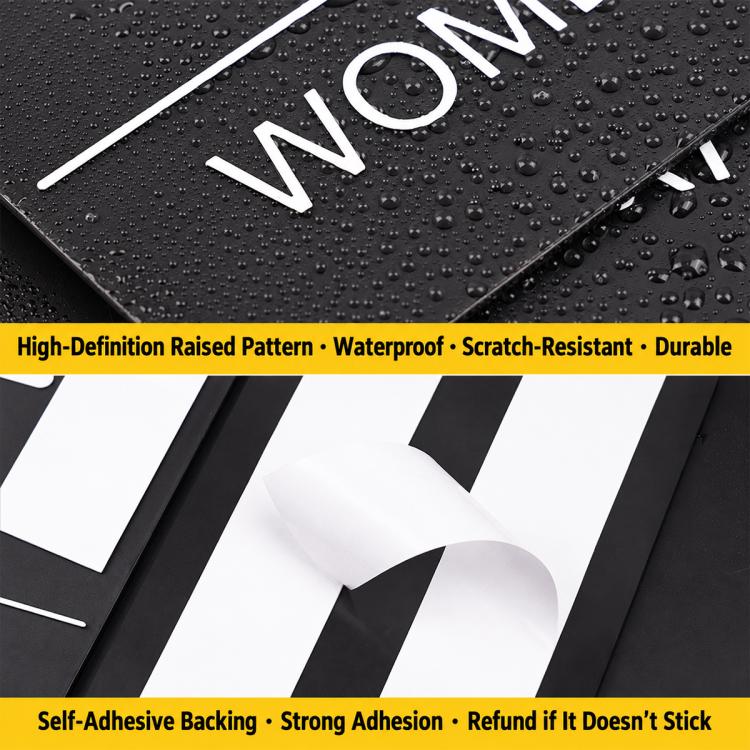 Acrylic 3D Raised Braille Sign Size: 15 x 22.5cm, RESTROOM Symbol, MEN Symbol, WOMEN Symbol, EXIT Symbol