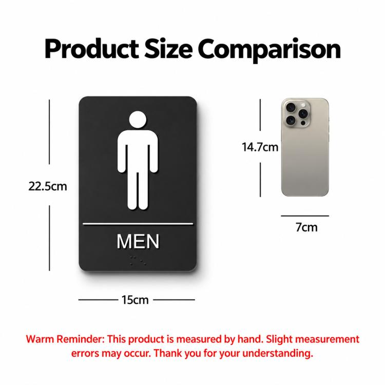 Acrylic 3D Raised Braille Sign Size: 15 x 22.5cm, RESTROOM Symbol, MEN Symbol, WOMEN Symbol, EXIT Symbol