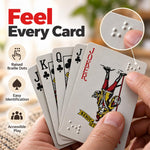 Braille Plastic Playing Cards, Front Raised Markings, Back Raised Markings