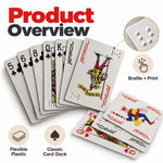 Braille Plastic Playing Cards, Front Raised Markings, Back Raised Markings