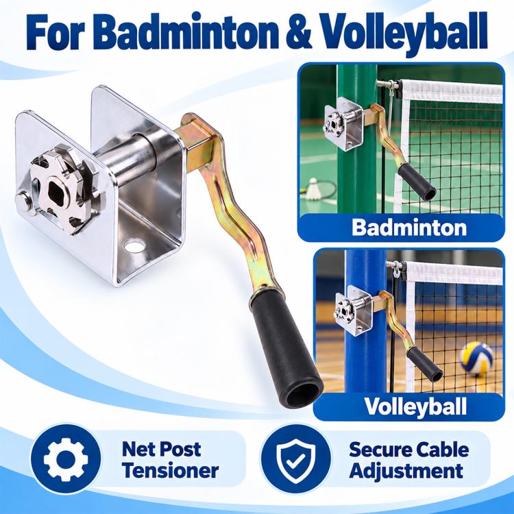 Badminton Volleyball Net Cable Tensioner, Hand Crank Rope Winder Tightener
