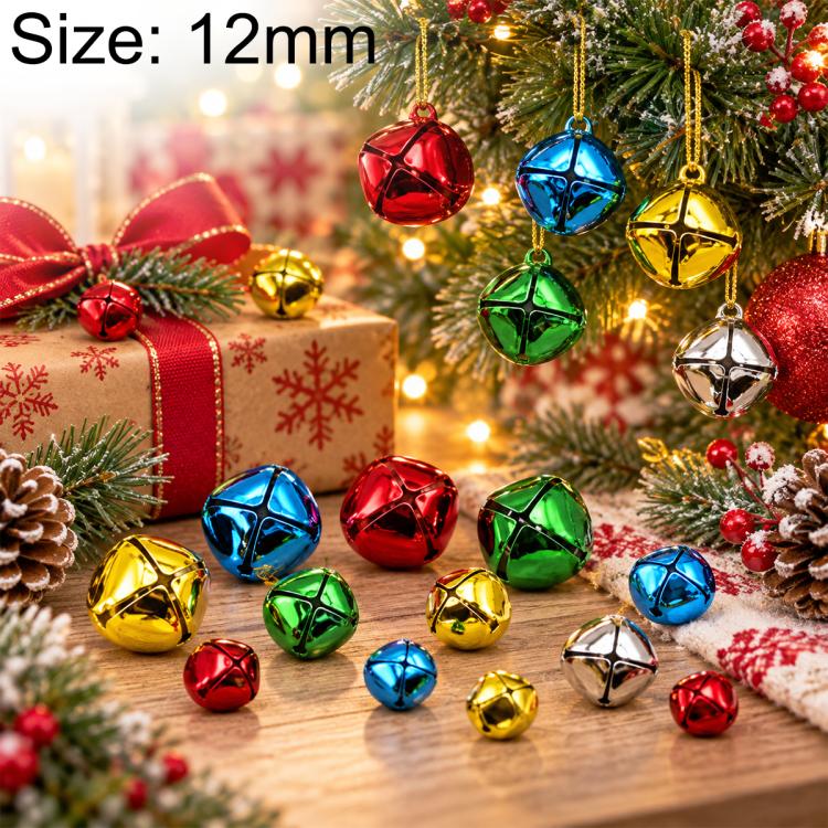 100 PCS/Pack Electroplated Hollow Cross Bells Christmas Tree Ornaments, 8mm, 10mm, 12mm, 13mm, 15mm, 18mm, 20mm, 25mm