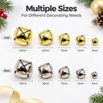 100 PCS/Pack Electroplated Hollow Cross Bells Christmas Tree Ornaments, 27mm, 30mm, 35mm, 38mm, 50mm
