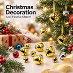 100 PCS/Pack Electroplated Hollow Cross Bells Christmas Tree Ornaments, 27mm, 30mm, 35mm, 38mm, 50mm