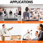 XTUGA CM240 UHF 4-Channel Wireless Conference Microphone System, EU Plug, US Plug, UK Plug, AU Plug