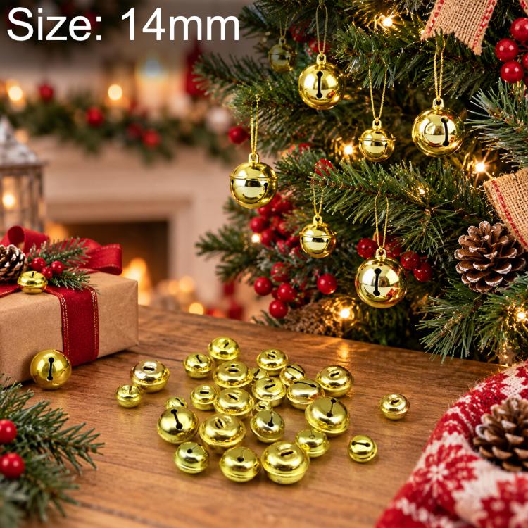 100 PCS/Pack Electroplated Bells for Pets, Christmas Tree Bells, DIY Craft Decoration, 14mm, 16mm, 18mm, 20mm, 24mm, 26mm, 30mm