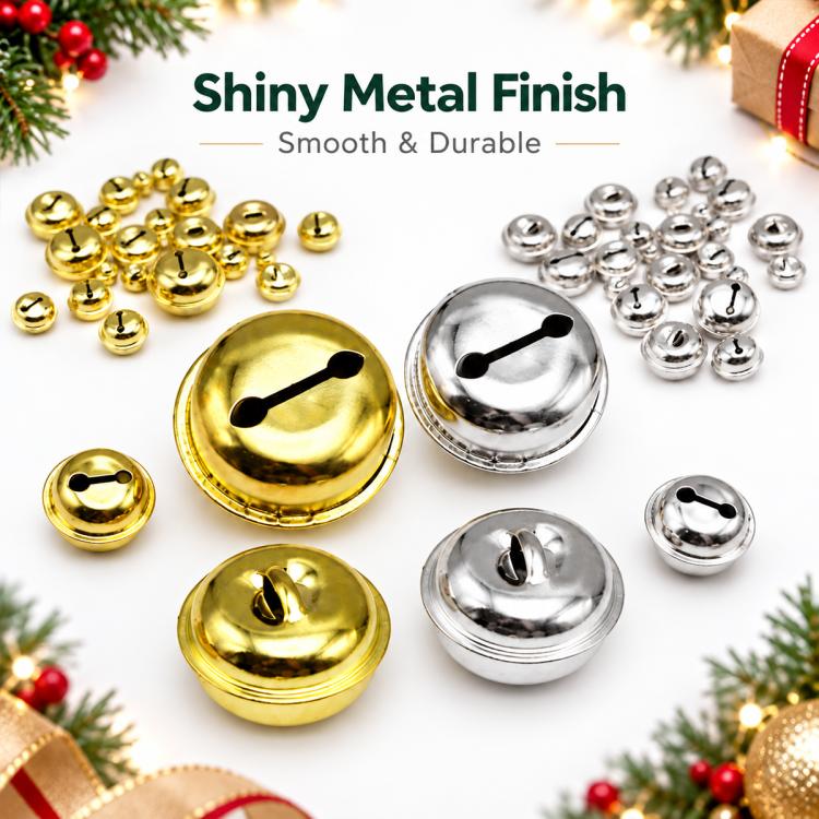100 PCS/Pack Electroplated Bells for Pets, Christmas Tree Bells, DIY Craft Decoration, 14mm, 16mm, 18mm, 20mm, 24mm, 26mm, 30mm