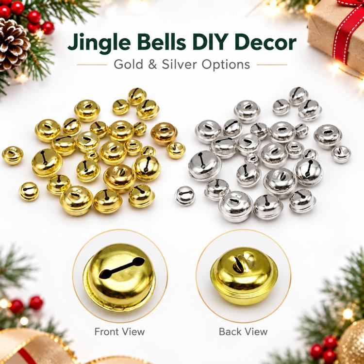 100 PCS/Pack Electroplated Bells for Pets, Christmas Tree Bells, DIY Craft Decoration, 14mm, 16mm, 18mm, 20mm, 24mm, 26mm, 30mm