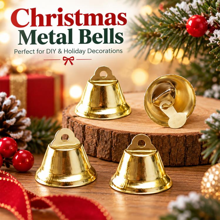 100 PCS/Pack Christmas Metal Open Bell Trumpet Bells DIY Craft Accessories, 11mm, 12mm, 14mm, 16mm, 18mm, 21mm, 26mm, 30mm, 32mm, 38mm, 43mm, 45mm