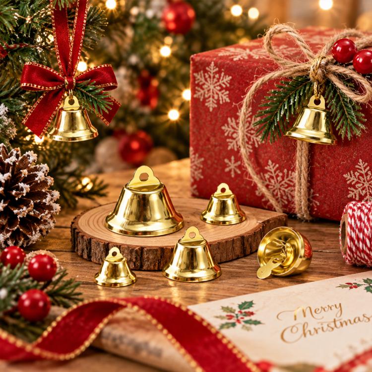 100 PCS/Pack Christmas Metal Open Bell Trumpet Bells DIY Craft Accessories, 11mm, 12mm, 14mm, 16mm, 18mm, 21mm, 26mm, 30mm, 32mm, 38mm, 43mm, 45mm
