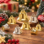 100 PCS/Pack Christmas Metal Open Bell Trumpet Bells DIY Craft Accessories, 11mm, 12mm, 14mm, 16mm, 18mm, 21mm, 26mm, 30mm, 32mm, 38mm, 43mm, 45mm