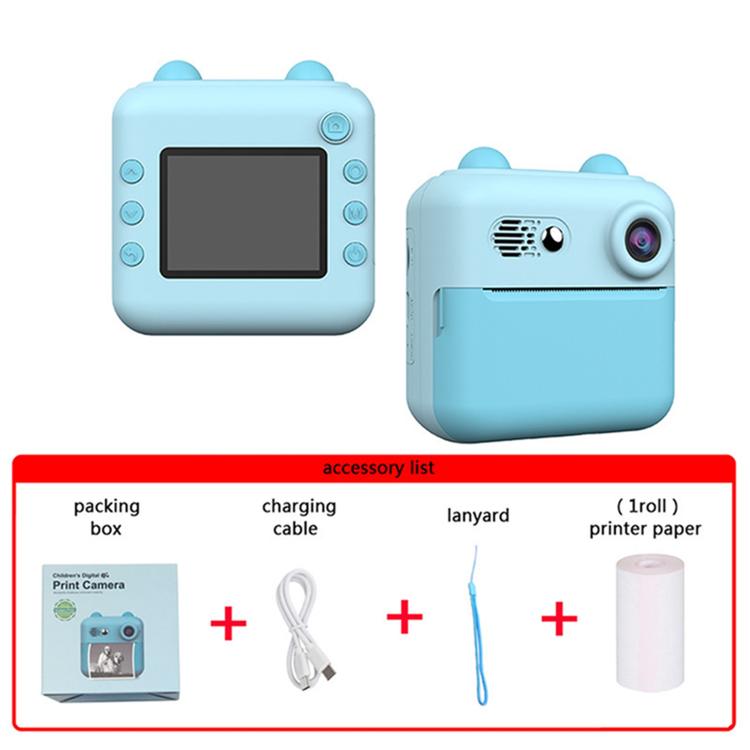 A22 2.4 inch HD IPS Screen Kids Instant Print Camera, Support Video Recording, Includes a roll of Photographic Paper