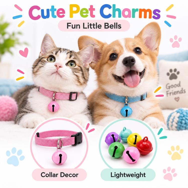 100 PCS/Pack Painted Small Round Bell Charms for DIY Keychains, Pet Accessories and Christmas Decor, 14mm, 18mm, 22mm