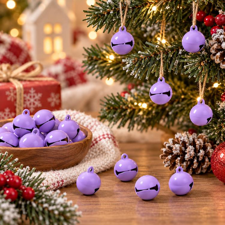 100 PCS/Pack Painted Small Round Bell Charms for DIY Keychains, Pet Accessories and Christmas Decor, 14mm
