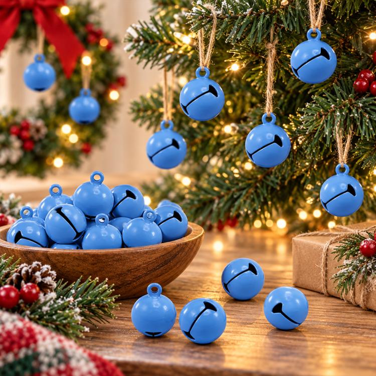 100 PCS/Pack Painted Small Round Bell Charms for DIY Keychains, Pet Accessories and Christmas Decor, 14mm