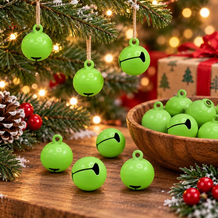 100 PCS/Pack Painted Small Round Bell Charms for DIY Keychains, Pet Accessories and Christmas Decor, 14mm