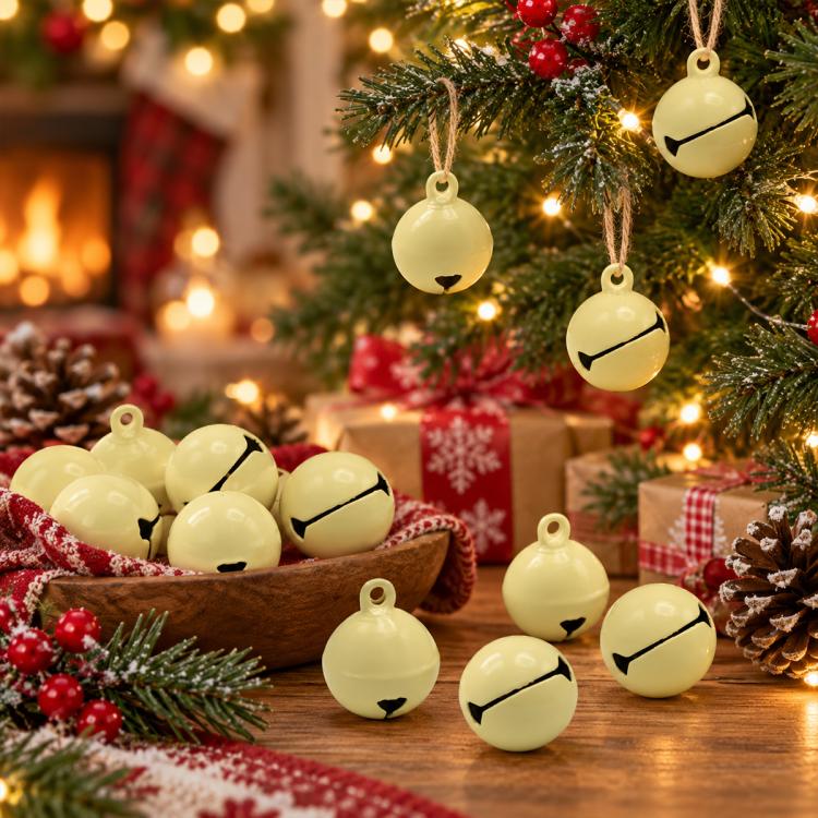 100 PCS/Pack Painted Small Round Bell Charms for DIY Keychains, Pet Accessories and Christmas Decor, 14mm
