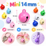 100 PCS/Pack Painted Small Round Bell Charms for DIY Keychains, Pet Accessories and Christmas Decor, 14mm