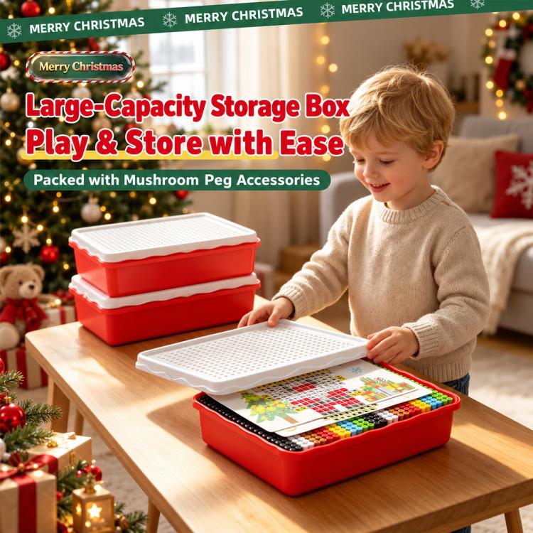 Christmas Themed 3D Pegboard Mushroom Nails Kids DIY Educational Toy Set
