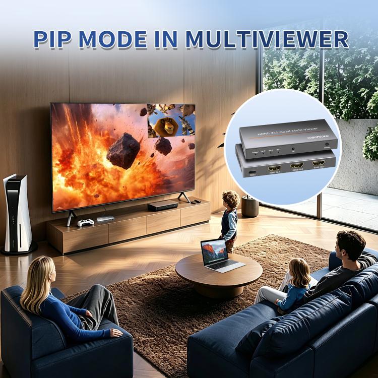 NK-HF3 1080P HDMI 2-In 1-Out Dual-View Splitter with Remote Control, Support PIP Function, 2-In 1-Out Dual-View Splitter